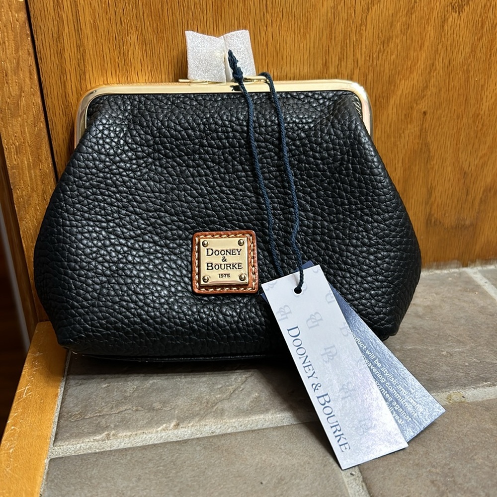 Dooney & Bourke Pebble Leather Kisslock Large Framed Coin Purse